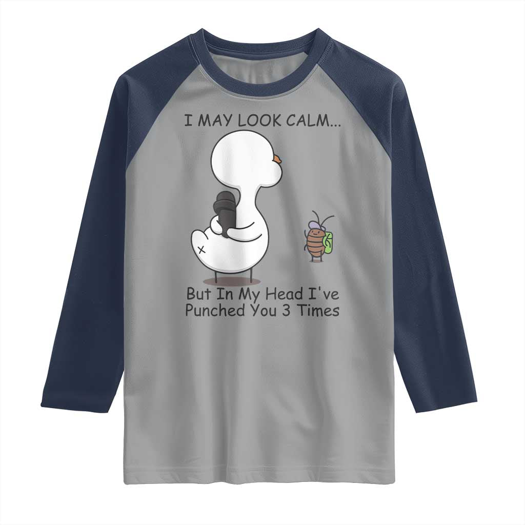 In My Head I Have Pecked You 3 Times Raglan Shirt Funny Duck Sarcastic Farm Humor - Wonder Print Shop