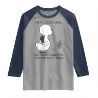 In My Head I Have Pecked You 3 Times Raglan Shirt Funny Duck Sarcastic Farm Humor - Wonder Print Shop