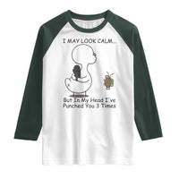 In My Head I Have Pecked You 3 Times Raglan Shirt Funny Duck Sarcastic Farm Humor - Wonder Print Shop