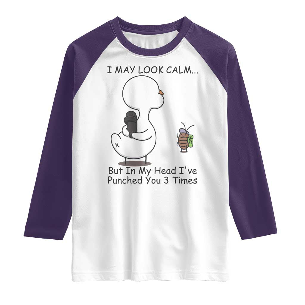 In My Head I Have Pecked You 3 Times Raglan Shirt Funny Duck Sarcastic Farm Humor - Wonder Print Shop