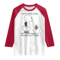 In My Head I Have Pecked You 3 Times Raglan Shirt Funny Duck Sarcastic Farm Humor - Wonder Print Shop