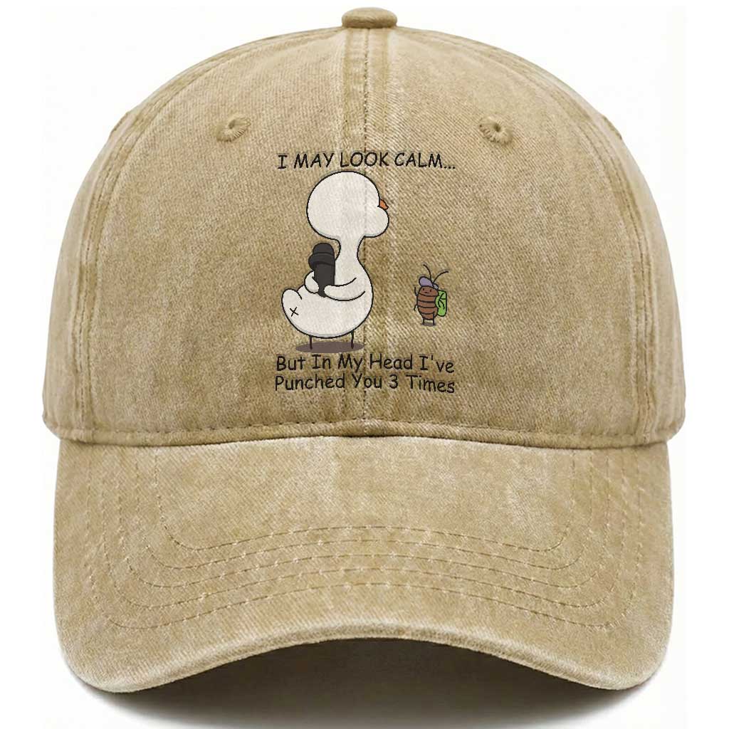 In My Head I Have Pecked You 3 Times Washed Cotton Baseball Cap Funny Duck Sarcastic Farm Humor