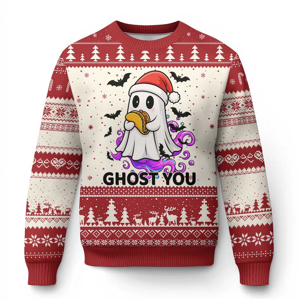 Funny Ghost Halloween Xmas Ugly Christmas Sweater Ghost You - Wonder Print Shop