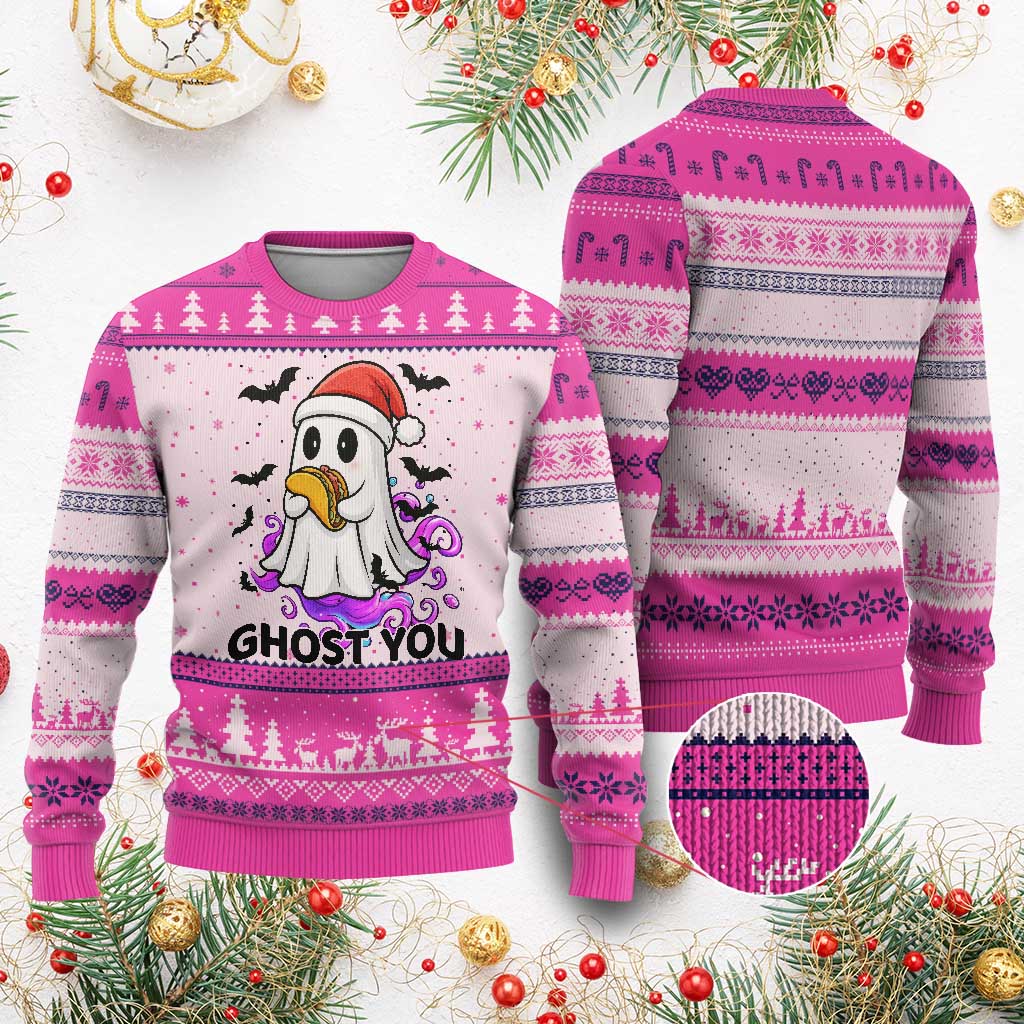 Funny Ghost Halloween Xmas Ugly Christmas Sweater Ghost You - Wonder Print Shop
