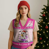 Funny Ghost Halloween Xmas V-Neck Knit Sweater Vest Ghost You - Wonder Print Shop