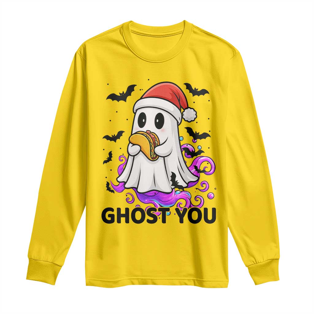 Funny Ghost Halloween Christmas Long Sleeve Shirt Ghost You - Wonder Print Shop