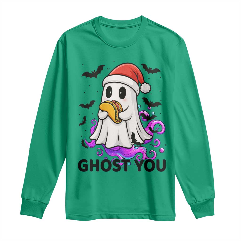 Funny Ghost Halloween Christmas Long Sleeve Shirt Ghost You - Wonder Print Shop