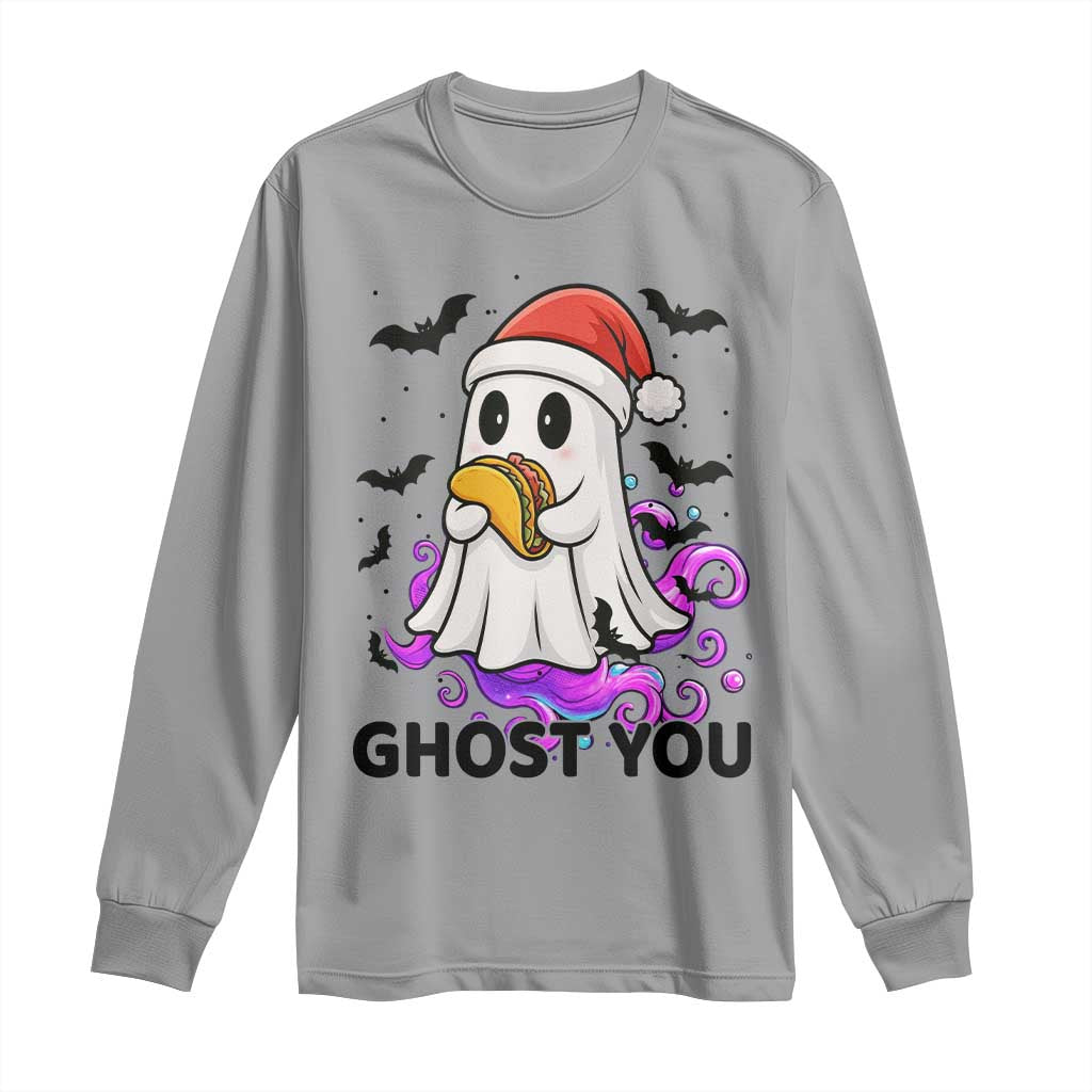 Funny Ghost Halloween Christmas Long Sleeve Shirt Ghost You - Wonder Print Shop