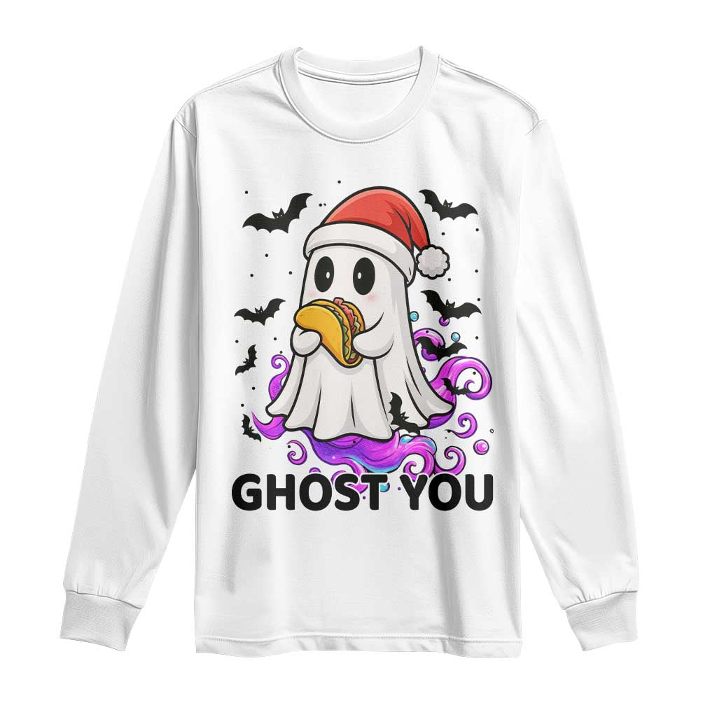 Funny Ghost Halloween Christmas Long Sleeve Shirt Ghost You - Wonder Print Shop