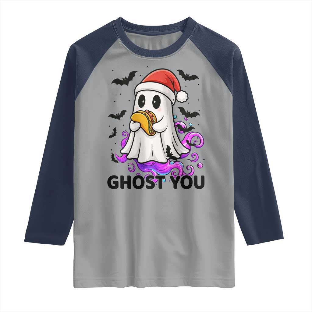 Funny Ghost Halloween Christmas Raglan Shirt Ghost You - Wonder Print Shop