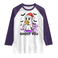 Funny Ghost Halloween Christmas Raglan Shirt Ghost You - Wonder Print Shop