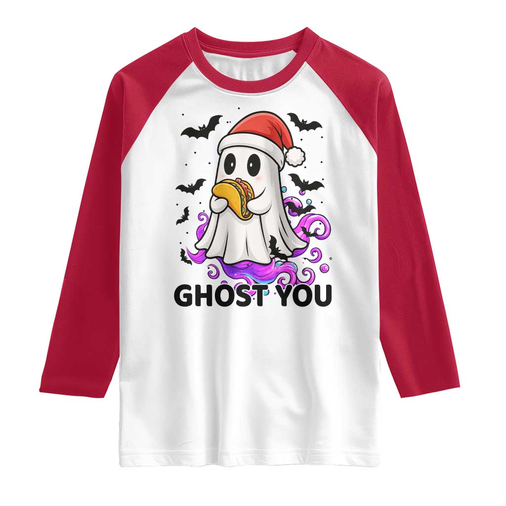 Funny Ghost Halloween Christmas Raglan Shirt Ghost You - Wonder Print Shop