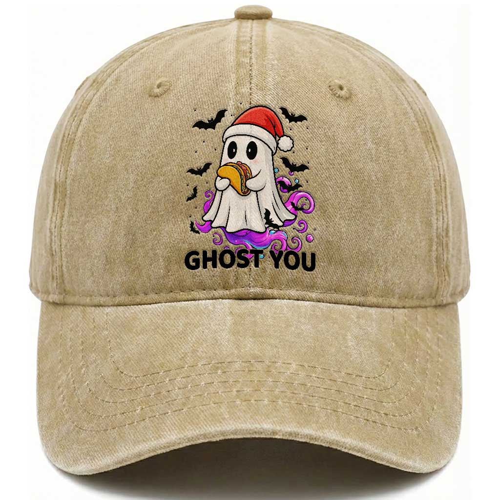 Funny Ghost Halloween Christmas Washed Cotton Baseball Cap Ghost You