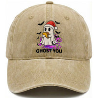 Funny Ghost Halloween Christmas Washed Cotton Baseball Cap Ghost You