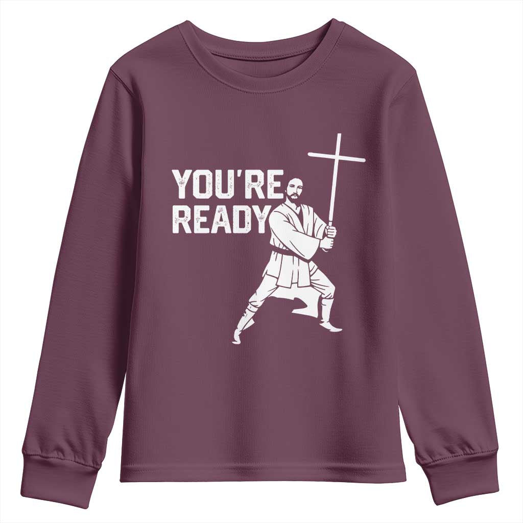 Funny Jesus Christian Meme Youth Sweatshirt You Are Ready - Wonder Print Shop