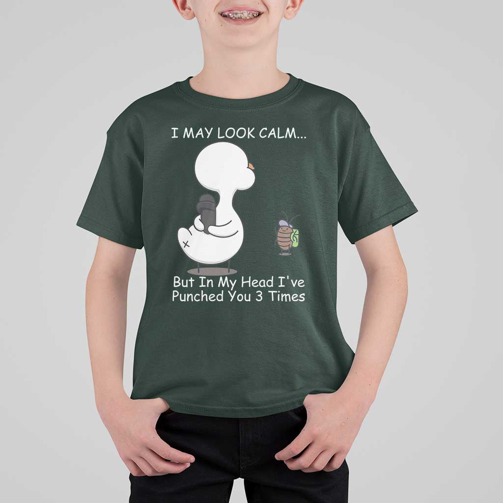 Duck Sarcastic Farm T Shirt For Kid In My Head I Have Pecked You 3 Times - Wonder Print Shop
