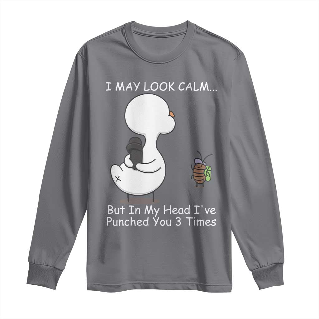 Duck Sarcastic Farm Long Sleeve Shirt In My Head I Have Pecked You 3 Times - Wonder Print Shop