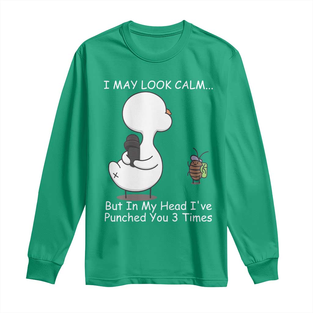Duck Sarcastic Farm Long Sleeve Shirt In My Head I Have Pecked You 3 Times - Wonder Print Shop