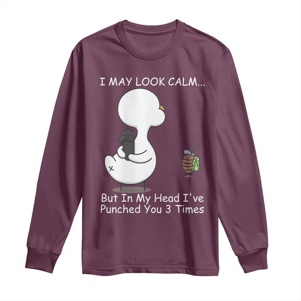 Duck Sarcastic Farm Long Sleeve Shirt In My Head I Have Pecked You 3 Times - Wonder Print Shop