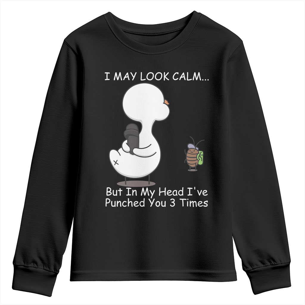 Duck Sarcastic Farm Youth Sweatshirt In My Head I Have Pecked You 3 Times - Wonder Print Shop