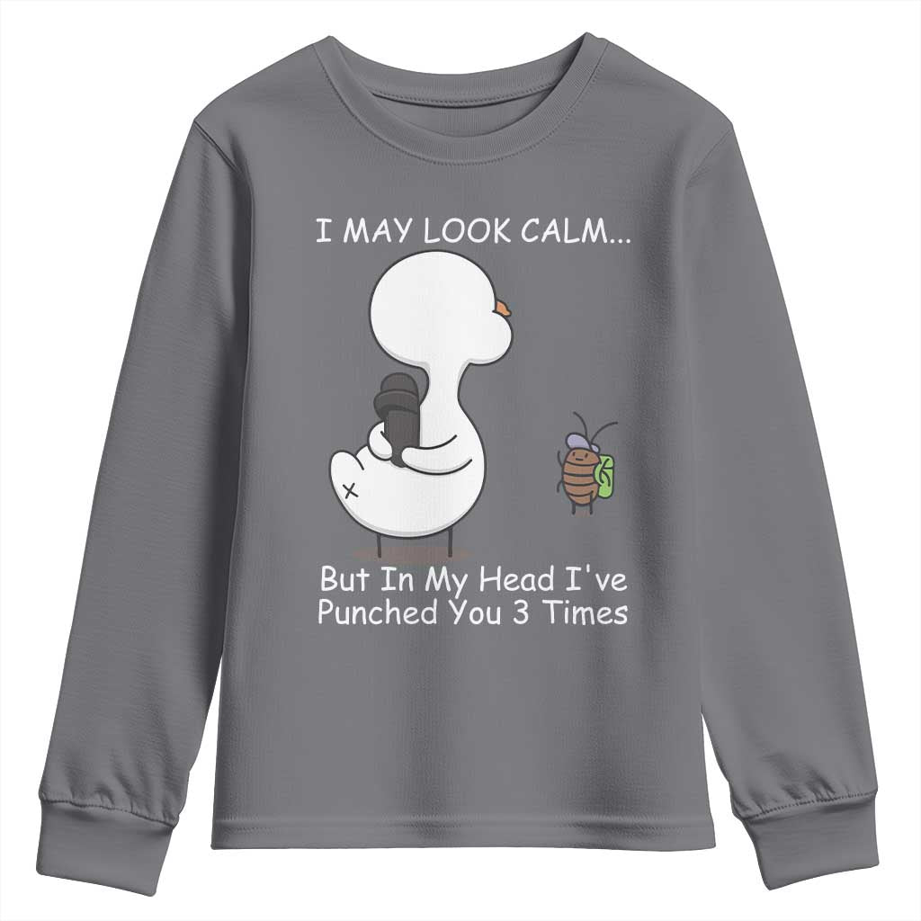 Duck Sarcastic Farm Youth Sweatshirt In My Head I Have Pecked You 3 Times - Wonder Print Shop