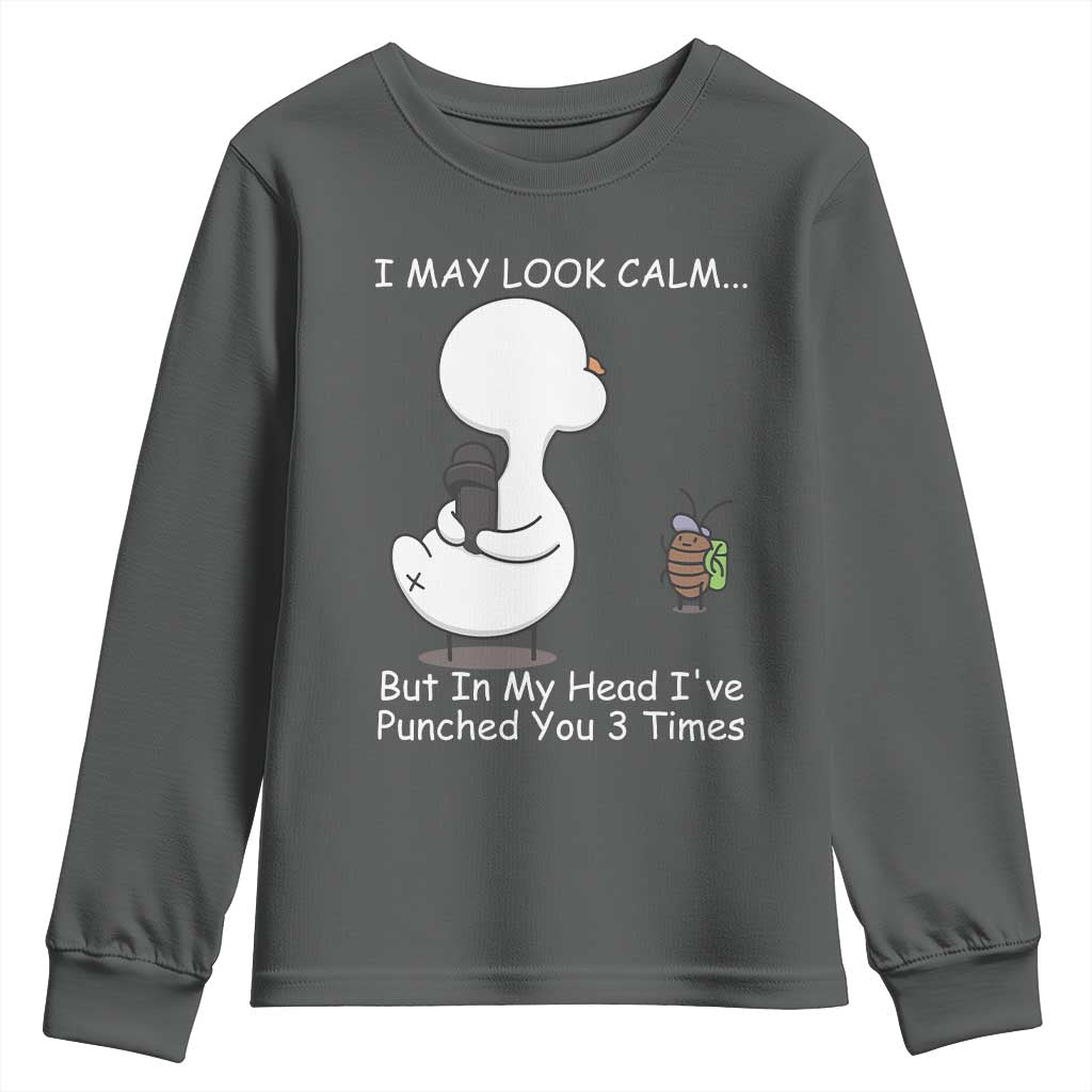 Duck Sarcastic Farm Youth Sweatshirt In My Head I Have Pecked You 3 Times - Wonder Print Shop