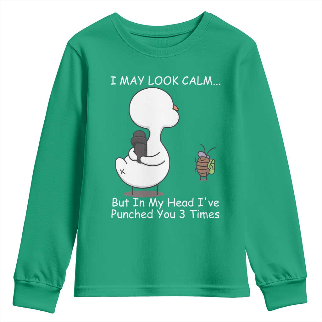 Duck Sarcastic Farm Youth Sweatshirt In My Head I Have Pecked You 3 Times - Wonder Print Shop