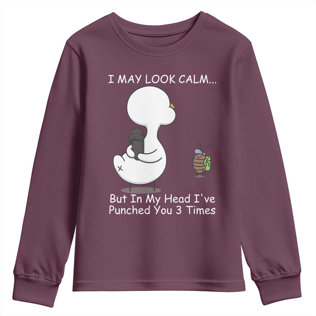 Duck Sarcastic Farm Youth Sweatshirt In My Head I Have Pecked You 3 Times - Wonder Print Shop