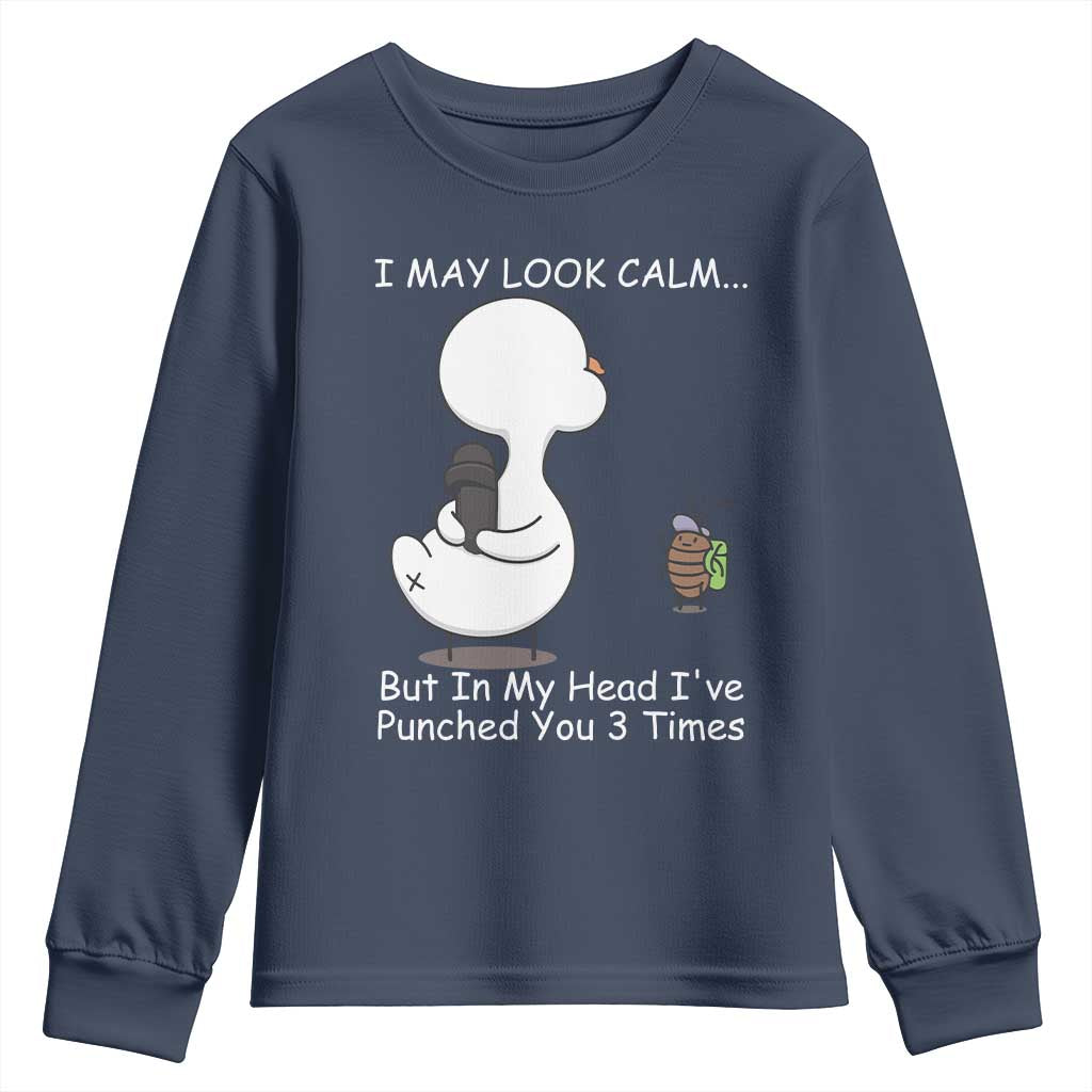 Duck Sarcastic Farm Youth Sweatshirt In My Head I Have Pecked You 3 Times - Wonder Print Shop