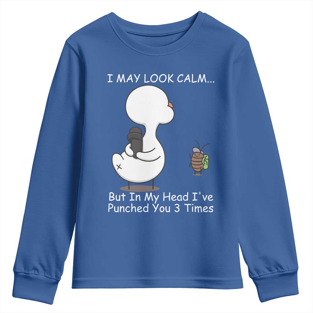 Duck Sarcastic Farm Youth Sweatshirt In My Head I Have Pecked You 3 Times - Wonder Print Shop