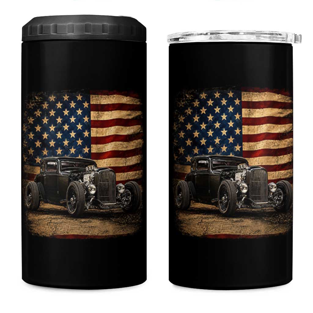 1932 American Classic Hotrod US Flag 4th of July 4 in 1 Can Cooler Tumbler