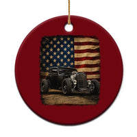 1932 American Classic Hotrod US Flag 4th of July Ceramic Ornament