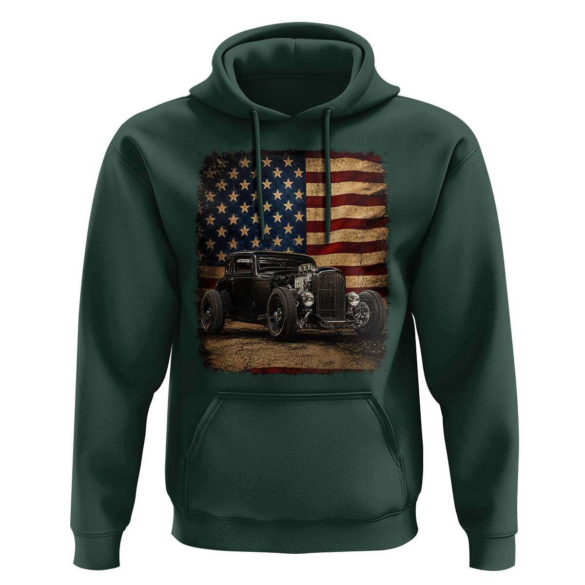 1932 American Classic Hotrod US Flag 4th of July Hoodie