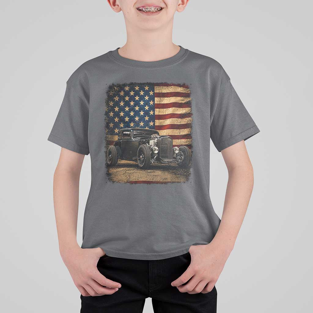 1932 American Classic Hotrod US Flag 4th of July T Shirt For Kid
