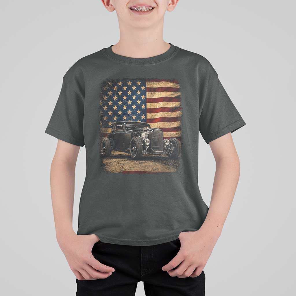 1932 American Classic Hotrod US Flag 4th of July T Shirt For Kid
