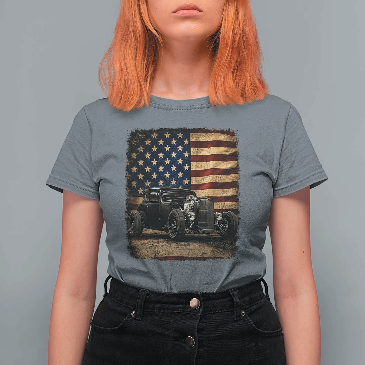 1932 American Classic Hotrod US Flag 4th of July T Shirt For Women