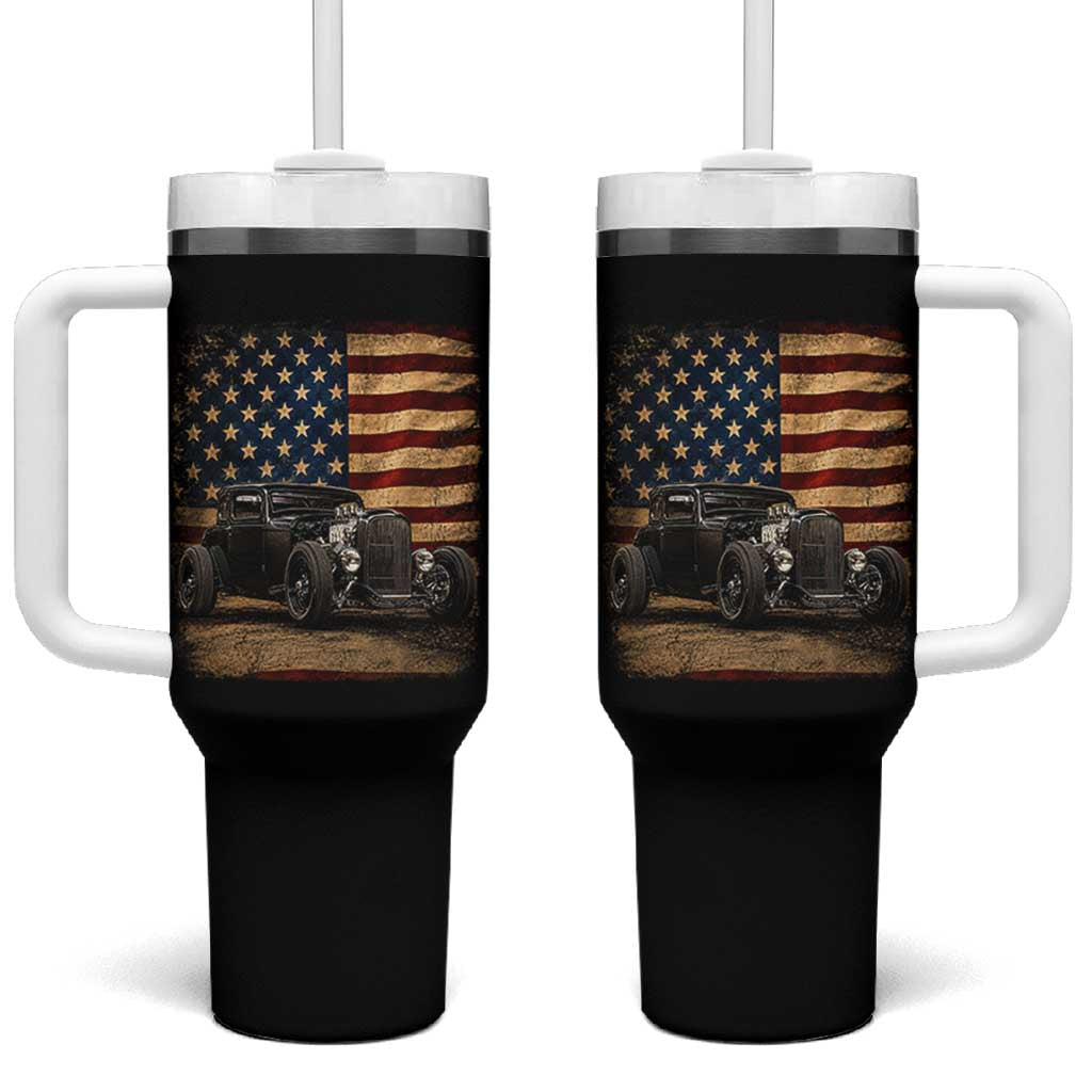 1932 American Classic Hotrod US Flag 4th of July Tumbler With Handle