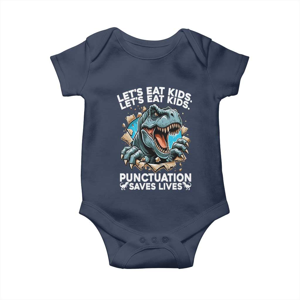 Funny Grammar Dino Baby Onesie Let Us Eat Kids Punctuation Saves Lives - Wonder Print Shop
