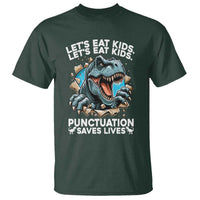 Funny Grammar Dino T Shirt Let Us Eat Kids Punctuation Saves Lives - Wonder Print Shop