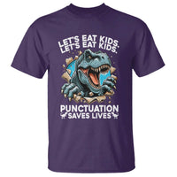 Funny Grammar Dino T Shirt Let Us Eat Kids Punctuation Saves Lives - Wonder Print Shop