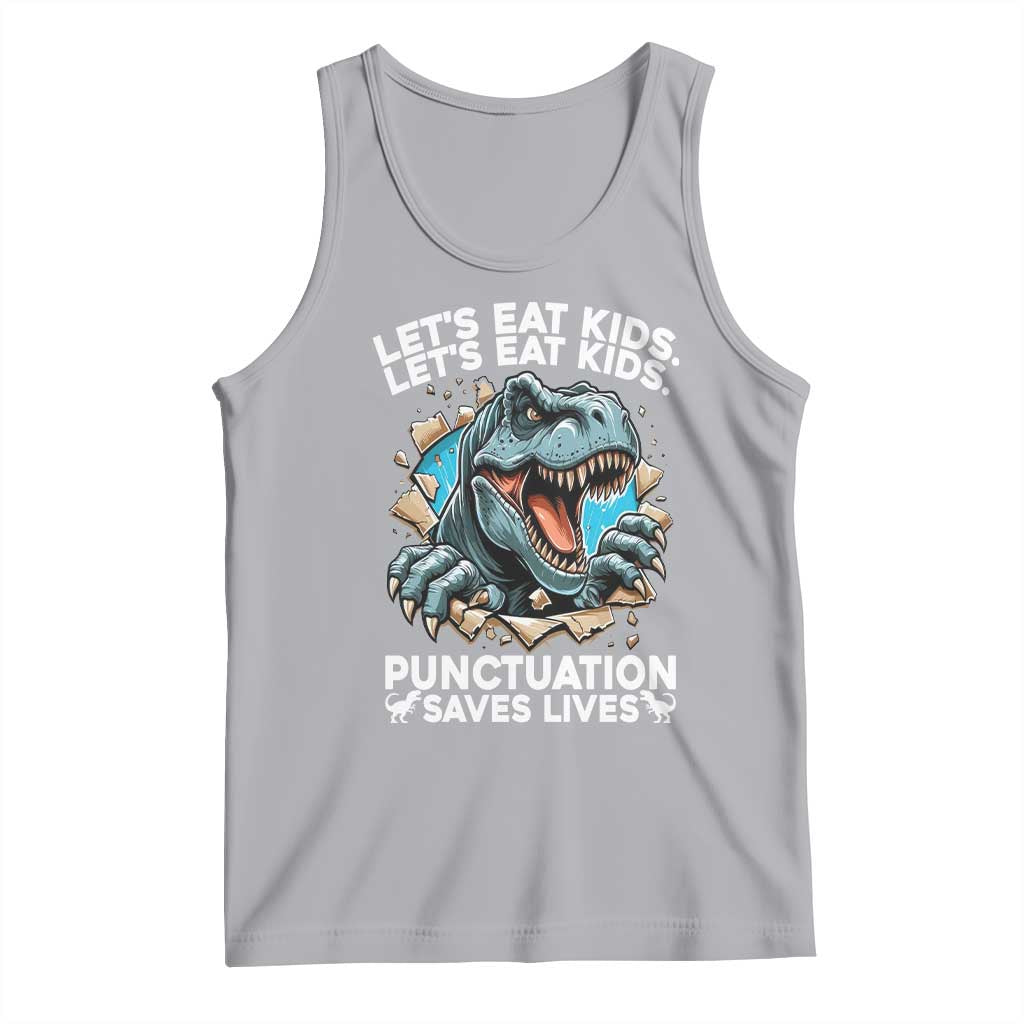 Funny Grammar Dino Tank Top Let Us Eat Kids Punctuation Saves Lives - Wonder Print Shop