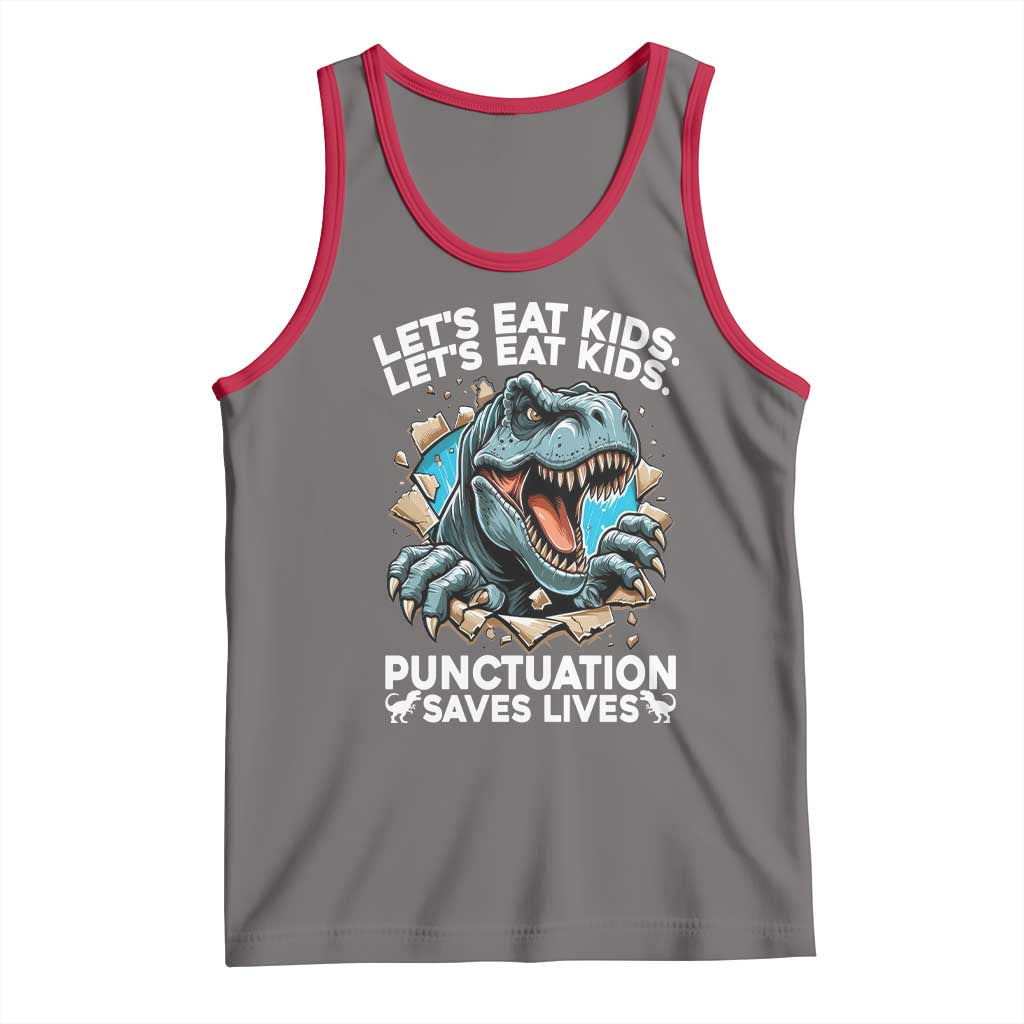 Funny Grammar Dino Tank Top Let Us Eat Kids Punctuation Saves Lives - Wonder Print Shop