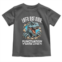 Funny Grammar Dino Toddler T Shirt Let Us Eat Kids Punctuation Saves Lives - Wonder Print Shop
