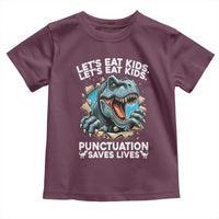 Funny Grammar Dino Toddler T Shirt Let Us Eat Kids Punctuation Saves Lives - Wonder Print Shop
