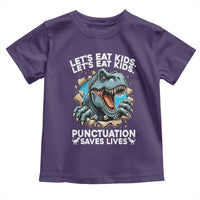 Funny Grammar Dino Toddler T Shirt Let Us Eat Kids Punctuation Saves Lives - Wonder Print Shop