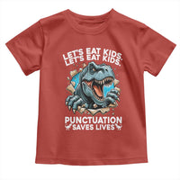 Funny Grammar Dino Toddler T Shirt Let Us Eat Kids Punctuation Saves Lives - Wonder Print Shop