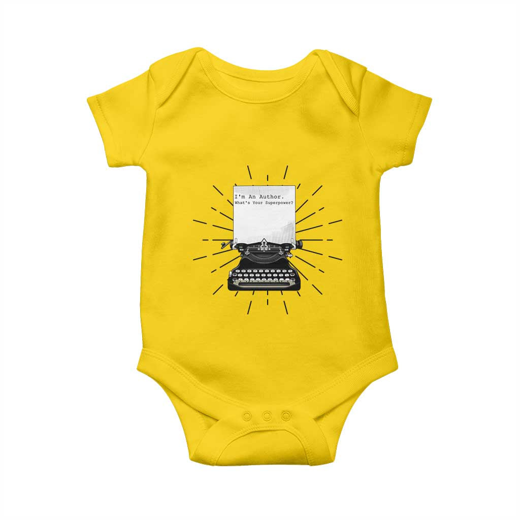 Funny Typewriter Baby Onesie I Am An Author What Is Your Superpower - Wonder Print Shop