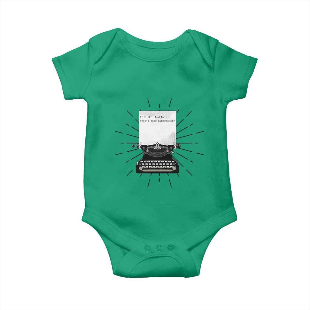 Funny Typewriter Baby Onesie I Am An Author What Is Your Superpower - Wonder Print Shop