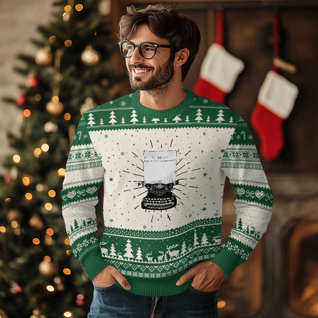 Funny Typewriter Ugly Christmas Sweater I Am An Author What Is Your Superpower - Wonder Print Shop