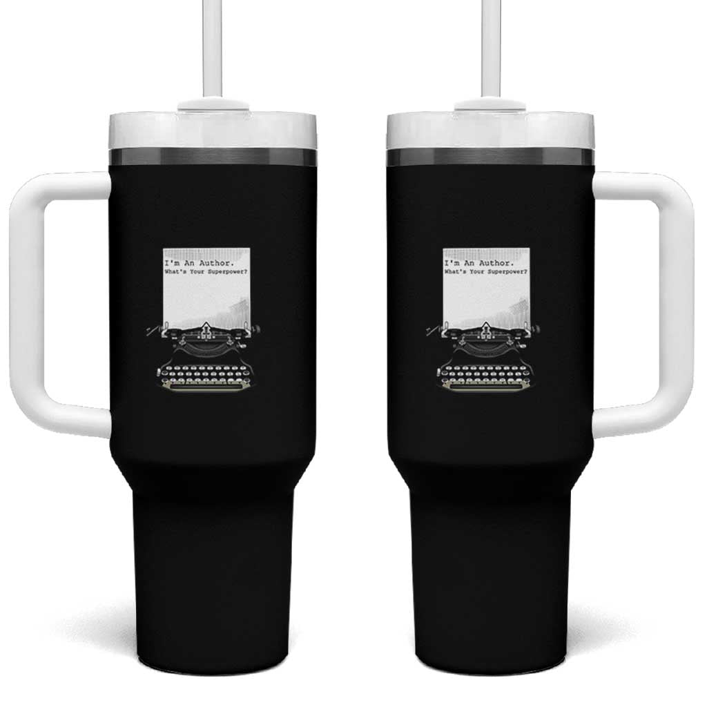 Funny Typewriter Tumbler With Handle I Am An Author What Is Your Superpower - Wonder Print Shop